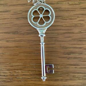 Tiffany Diamond Flower Key Pendant Necklace